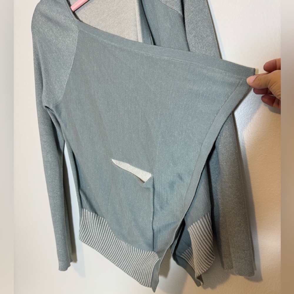 Cabi Open Front Drape Sage Green Cardigan Sweater Medium - Picture 4 of 7